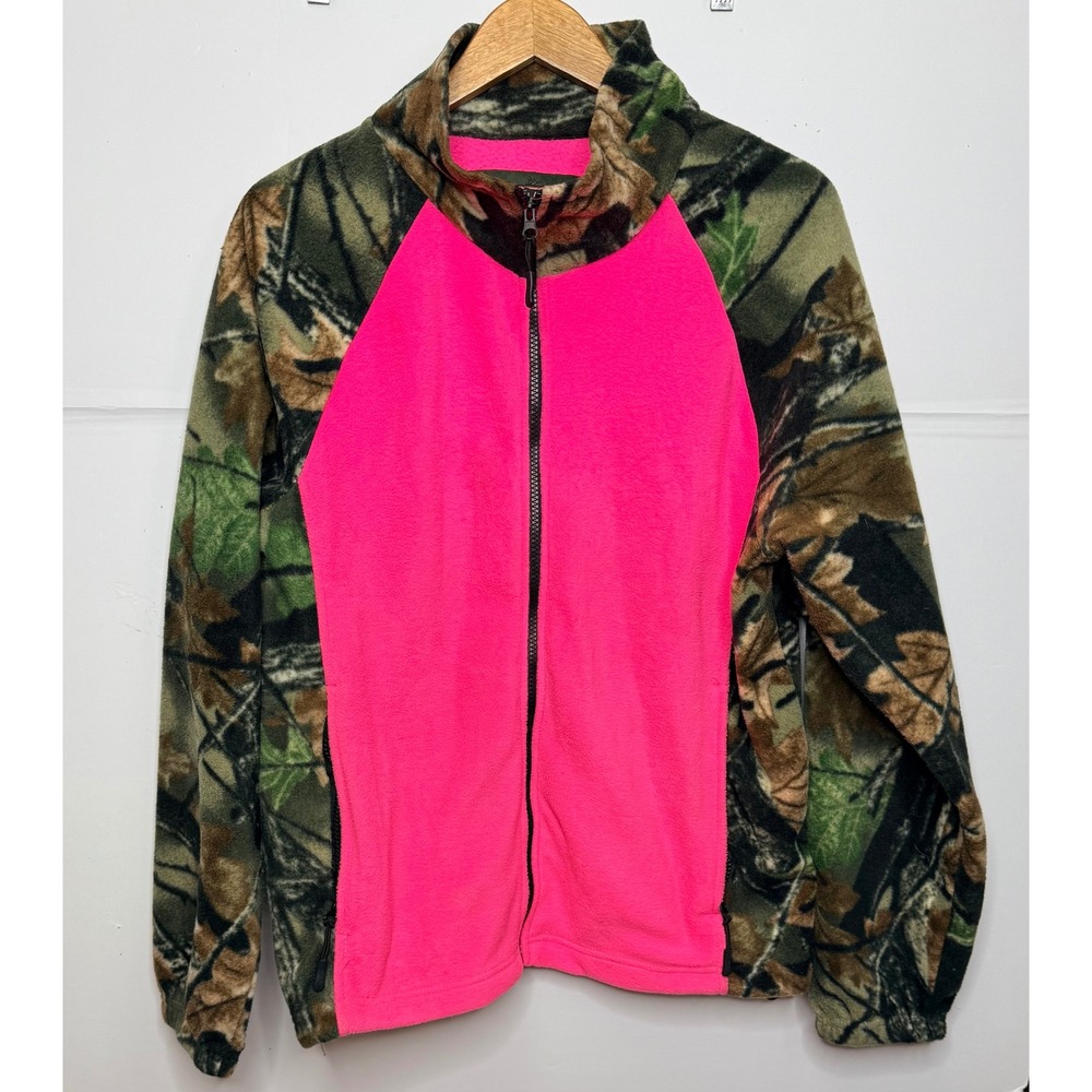 Trail Crest Fleece Jacket Women 2XL Pink Camo FullZip Mock Neck Outdoor Gorpcore - Picture 1 of 10